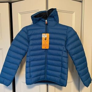 Save the Duck Blue Puffer Jacket with Hood